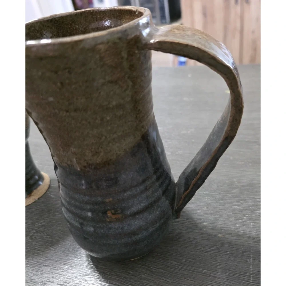 Handmade Rustic Pottery Pitcher And Chalice/Small Pitcher Stoneware Glazed